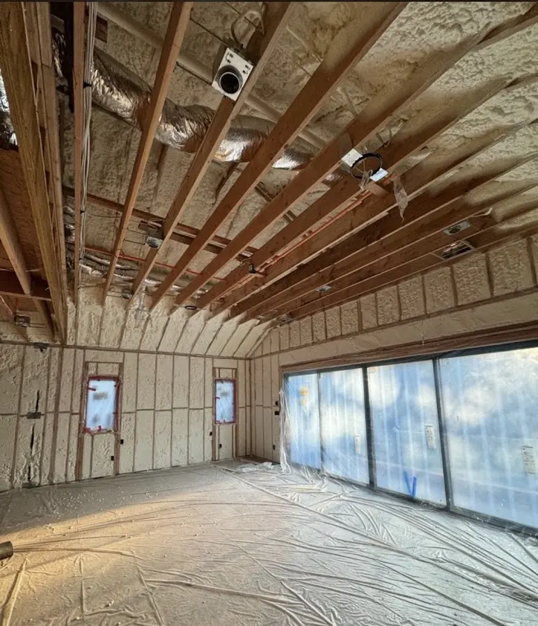 Interior walls and ceiling insulated with spray foam during new construction in Slidell